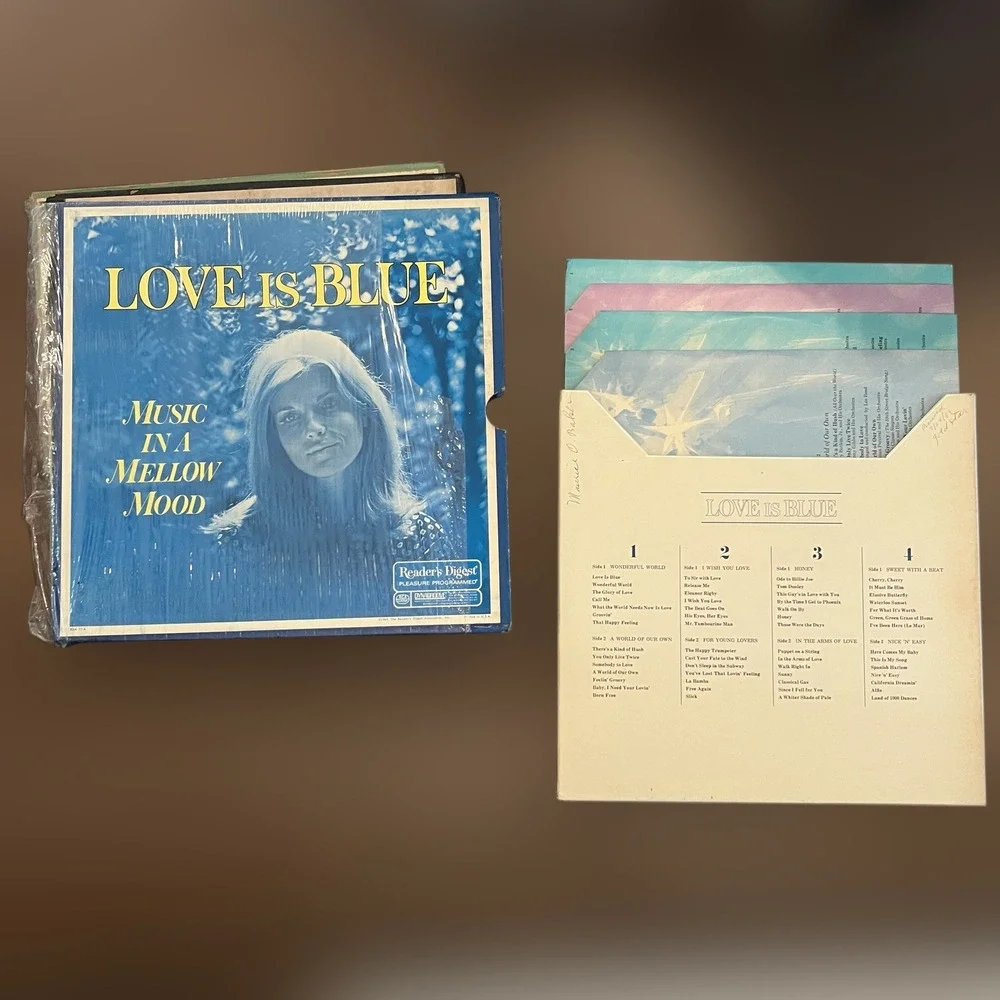VTG 1969 Love Is Blue Vinyl Records Box Set Reader's Digest Blue 4 LP USA EUC - Picture 3 of 16